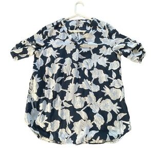 Women's Brina & Em Navy Blouse Anthropologie Bohemian Size Med EUC #7241